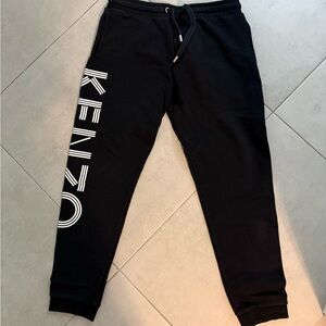 Kenzo Black Joggers with White Vertical Logo